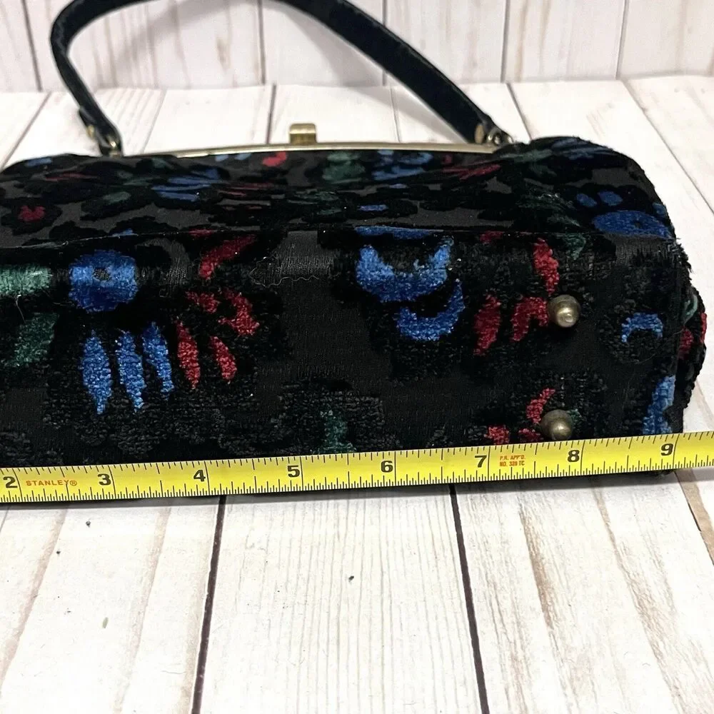 Vintage 1960’s Kadin Velvet Brocade Handbag Gold Tone Hardware